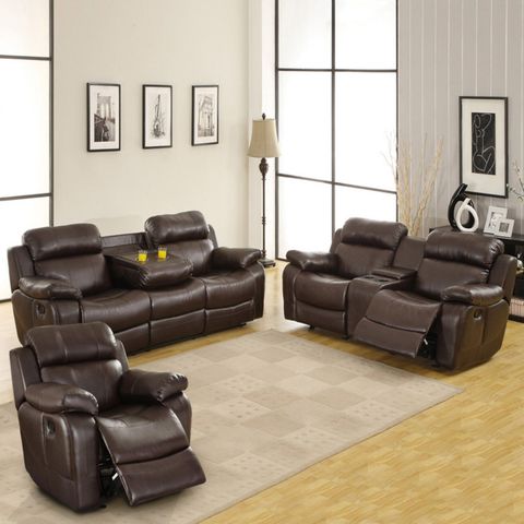 Weston Home Darrin Leather Reclining Sofa Set With Console - Brown ... with Leather Luxury Weston Sofa - Brown